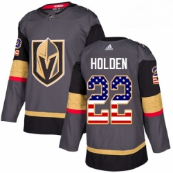 Mens Adidas Vegas Golden Knights 22 Nick Holden Authentic Gray USA Flag Fashion NHL Jersey 