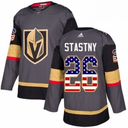 Mens Adidas Vegas Golden Knights 26 Paul Stastny Authentic Gray USA Flag Fashion NHL Jersey 