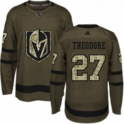 Mens Adidas Vegas Golden Knights 27 Shea Theodore Authentic Green Salute to Service NHL Jersey 