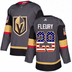 Mens Adidas Vegas Golden Knights 29 Marc Andre Fleury Authentic Gray USA Flag Fashion NHL Jersey 