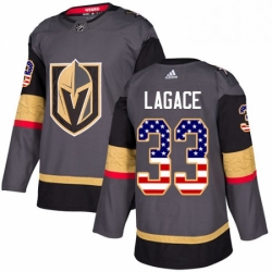 Mens Adidas Vegas Golden Knights 33 Maxime Lagace Authentic Gray USA Flag Fashion NHL Jersey 