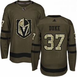 Mens Adidas Vegas Golden Knights 37 Reid Duke Authentic Green Salute to Service NHL Jersey 