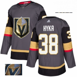 Mens Adidas Vegas Golden Knights 38 Tomas Hyka Authentic Gray Fashion Gold NHL Jersey 