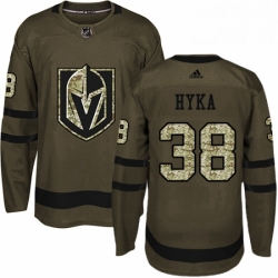 Mens Adidas Vegas Golden Knights 38 Tomas Hyka Authentic Green Salute to Service NHL Jersey 