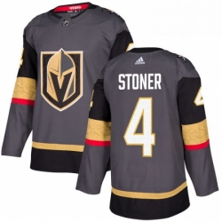 Mens Adidas Vegas Golden Knights 4 Clayton Stoner Authentic Gray Home NHL Jersey 