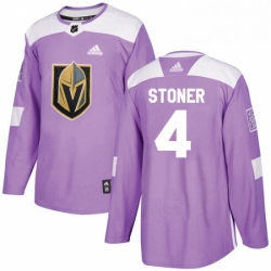 Mens Adidas Vegas Golden Knights 4 Clayton Stoner Authentic Purple Fights Cancer Practice NHL Jersey 