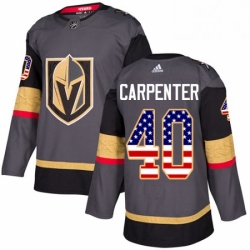 Mens Adidas Vegas Golden Knights 40 Ryan Carpenter Authentic Gray USA Flag Fashion NHL Jersey