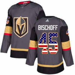 Mens Adidas Vegas Golden Knights 45 Jake Bischoff Authentic Gray USA Flag Fashion NHL Jersey 