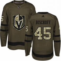 Mens Adidas Vegas Golden Knights 45 Jake Bischoff Authentic Green Salute to Service NHL Jersey 