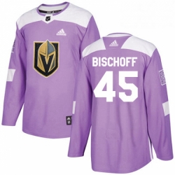 Mens Adidas Vegas Golden Knights 45 Jake Bischoff Authentic Purple Fights Cancer Practice NHL Jersey 