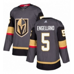 Mens Adidas Vegas Golden Knights 5 Deryk Engelland Authentic Gray Home NHL Jersey 
