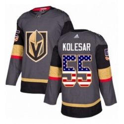 Mens Adidas Vegas Golden Knights 55 Keegan Kolesar Authentic Gray USA Flag Fashion NHL Jersey 