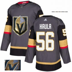 Mens Adidas Vegas Golden Knights 56 Erik Haula Authentic Gray Fashion Gold NHL Jersey 
