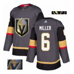 Mens Adidas Vegas Golden Knights 6 Colin Miller Authentic Gray Fashion Gold NHL Jersey 
