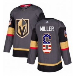 Mens Adidas Vegas Golden Knights 6 Colin Miller Authentic Gray USA Flag Fashion NHL Jersey 