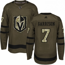 Mens Adidas Vegas Golden Knights 7 Jason Garrison Authentic Green Salute to Service NHL Jersey 