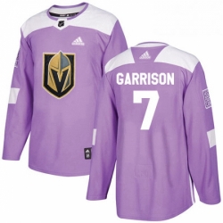 Mens Adidas Vegas Golden Knights 7 Jason Garrison Authentic Purple Fights Cancer Practice NHL Jersey 