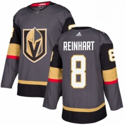 Mens Adidas Vegas Golden Knights 8 Griffin Reinhart Authentic Gray Home NHL Jersey 
