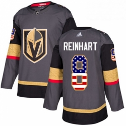 Mens Adidas Vegas Golden Knights 8 Griffin Reinhart Authentic Gray USA Flag Fashion NHL Jersey 