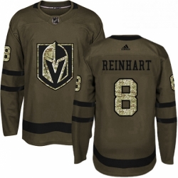 Mens Adidas Vegas Golden Knights 8 Griffin Reinhart Authentic Green Salute to Service NHL Jersey 