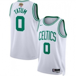 Men Boston Celtics 0 Jayson Tatum White 2024 Finals Association Edition Stitched Basketball Jersey