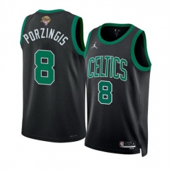 Men Boston Celtics 8 Kristaps Porzingis Black 2024 Finals Statement Edition Stitched Basketball Jersey