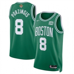 Men Boston Celtics 8 Kristaps Porzingis Kelly Green 2024 Finals Icon Edition Stitched Basketball Jersey
