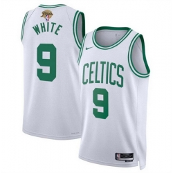 Men Boston Celtics 9 Derrick White White 2024 Finals Association Edition Stitched Basketball Jersey