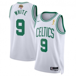 Men Boston Celtics 9 Derrick White White 2024 Finals Champions Association Edition Stitched Basketball Jersey