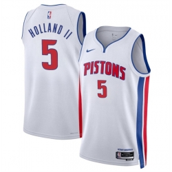 Men Detroit Pistons 5 Ron Holland II White 2024 Draft Association Edition Stitched Jersey