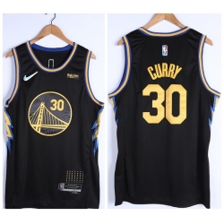 Men Golden State Warriors 30 Stephen Curry 75th Anniversary Black Stitched Basketball Jersey
