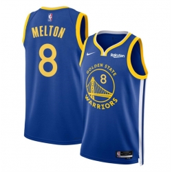 Men Golden State Warriors 8 De u2019Anthony Melton Blue Icon Edition Stitched Basketball Jersey