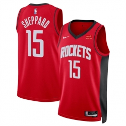 Men Houston Rockets 15 Reed Sheppard Red 2024 Draft Icon Edition Stitched Jersey