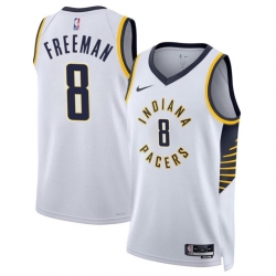 Men Indiana Pacers 8 Enrique Freeman White 2024 Draft Association Edition Stitched Basketball Jersey