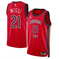 Men New Orleans Pelicans 21 Yves Missi Red 2024 Draft Statement Edition Stitched Basketball Jersey