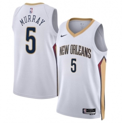 Men New Orleans Pelicans 5 Dejounte Murray White Association Edition Stitched Basketball Jersey