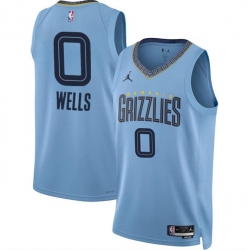 Men Memphis Grizzlies 0 Jaylen Wells Blue 2024 Draft Statement Edition Stitched Jersey