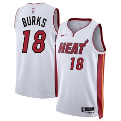Men Miami Heat 18 Alec Burks White 2024 Association Edition Stitched Basketball Jersey
