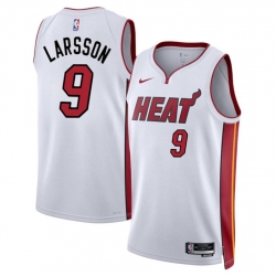 Men Miami Heat 9 Pelle Larsson White 2024 Draft Association Edition Stitched Basketball Jersey