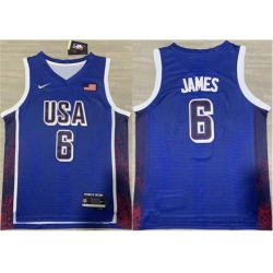 Men USA Active Player Custom Navy Blue 2024 Olympics Stitched Basketball Jersey