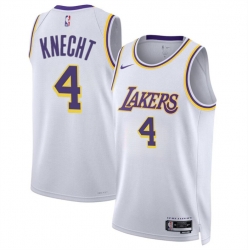Men Los Angeles Lakers 4 Dalton Knecht White 2024 Draft Association Edition Stitched Basketball Jersey