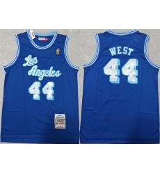 Men Los Angeles Lakers 44 Jerry West Blue Throwback Basketball Jersey