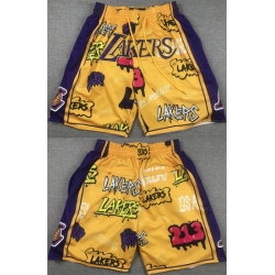 Men Los Angeles Lakers Yellow Shorts