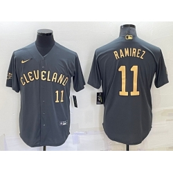 Men Cleveland Guardians 11 Jose Ramirez 2022 All Star Charcoal Cool Base Stitched Baseball Jersey