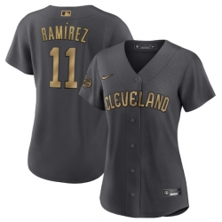 Women Cleveland Guardians 11 Jose Ramirez 2022 All Star Charcoal Stitched Baseball Jersey 