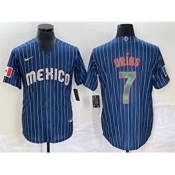 Men Mexico Baseball 7 Julio Urias 2023 Navy World Baseball Classic Stitched Jersey 4