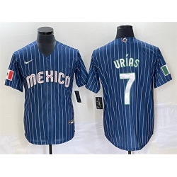 Men Mexico Baseball 7 Julio Urias 2023 Navy World Baseball Classic Stitched Jersey