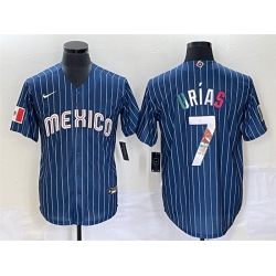 Men Mexico Baseball 7 Julio Urias 2023 Navy World Baseball Classic Stitched Jerseys