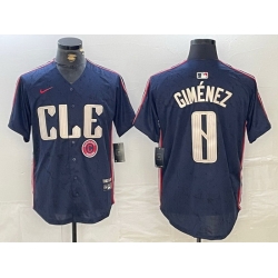 Men Cleveland Guardians 0 Andres Gimenez Navy 2024 City Connect Limited Stitched jerseys 1