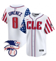 Men Cleveland Guardians 0 Andres Gimenez White 2024 Fourth Of July Vapor Premier Limited Stitched Baseball Jersey